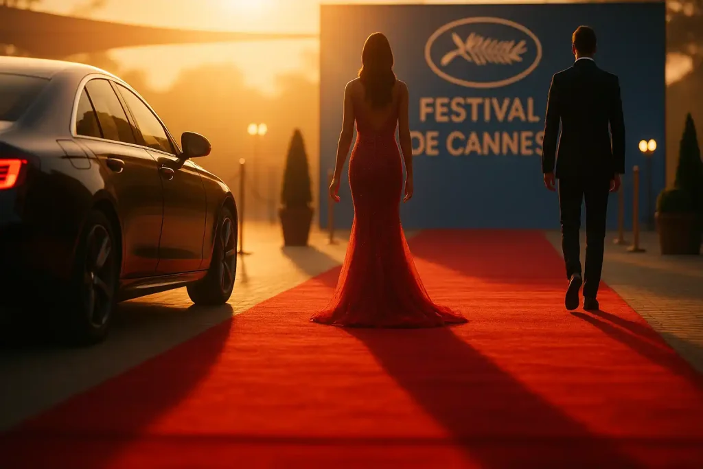Chauffeur privé à Cannes devant le Palais des Festivals et la Croisette
